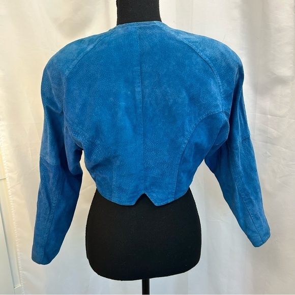 DANIER Leather Sport blue suede rare retro vintage 80’s 90’s bolero jacket Sz S - Picture 5 of 11